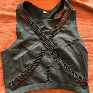 Lo yoga sports tank top crop black small cut outs
